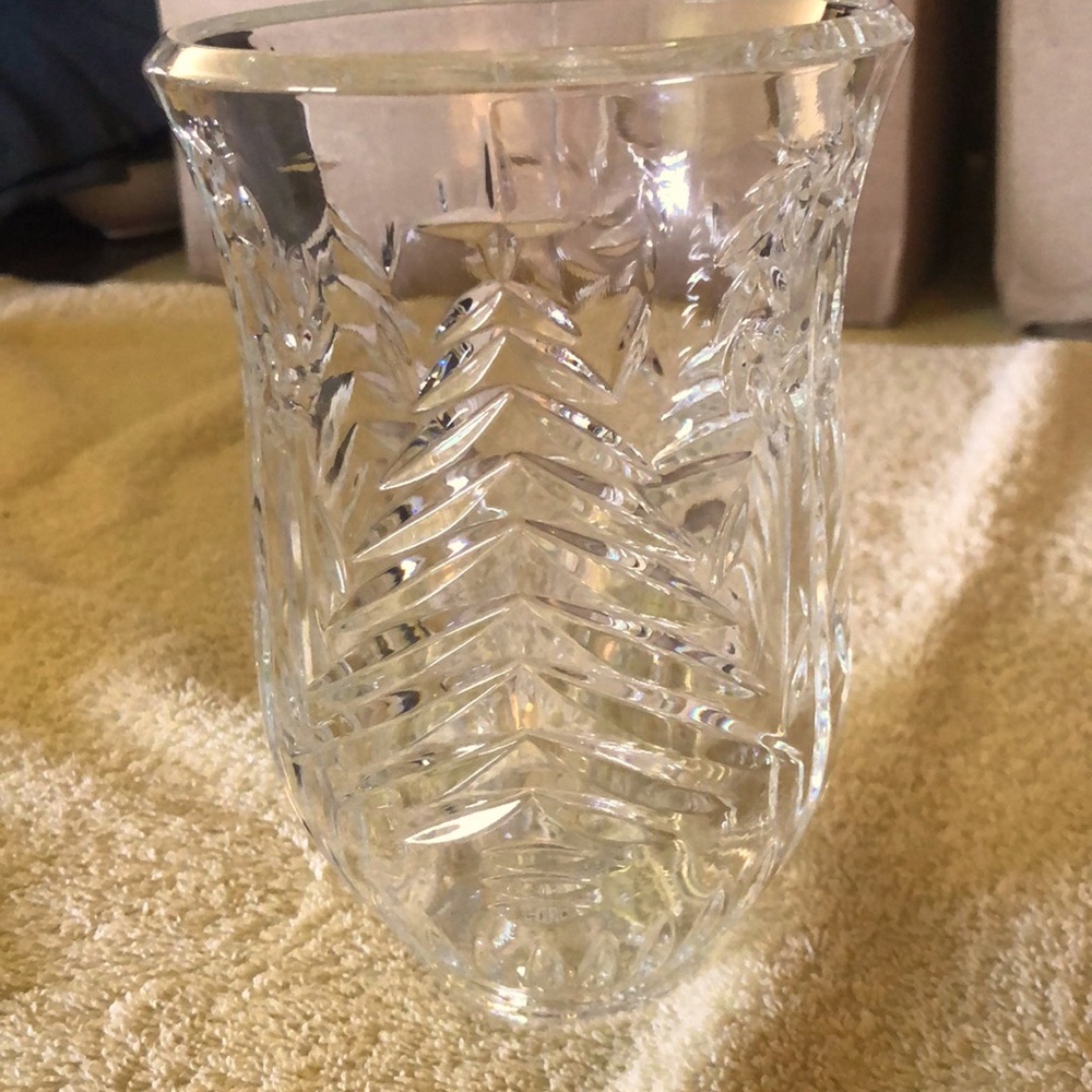 Mikasa Christmas Tree Hurricane Shade sconce crystal Glass 7”x4.5” 2.5lbs